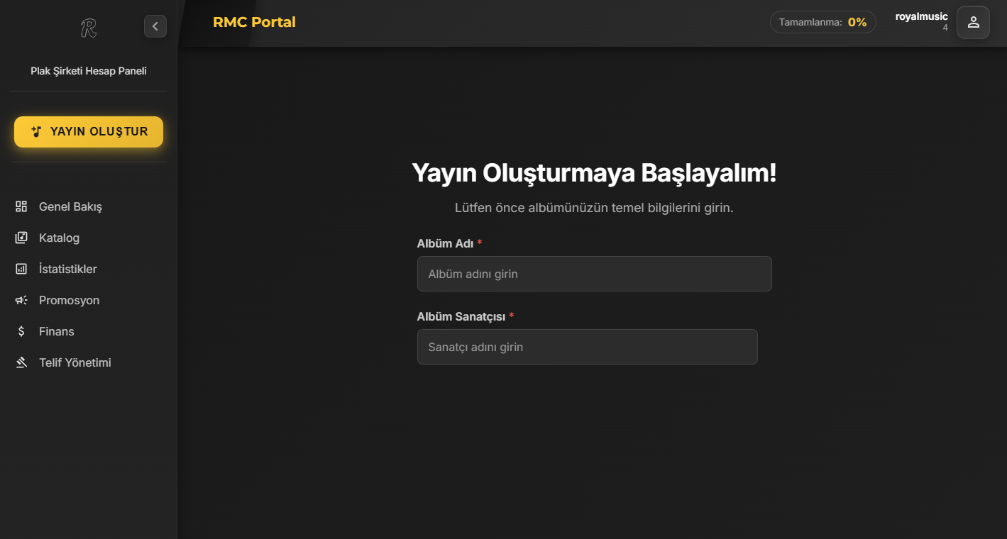 Yayın Oluşturma Ekran Görüntüsü